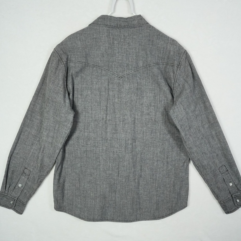 Levis Mens Gray‎ Pearl Snap Western Shirt Southwestern Lined 3LDLW105 Large - Picture 3 of 9